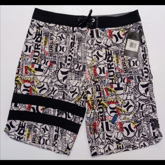 Hurley Other - Hurley Black and White Board Shorts Urban Graphic Design